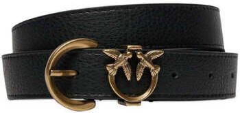 Pinko Tumbled leren Riem met Love Birds detail Black Dames - Foto 3