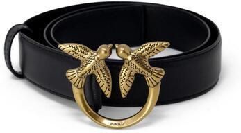 Pinko Love Birds Diamond Cut Leren Riem Black Dames - Foto 3