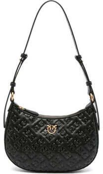 Pinko Leren Schoudertas Love Birds Gesp Black Dames