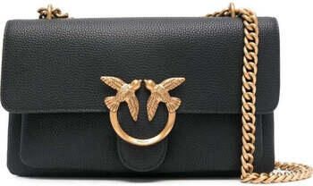 Pinko Zwarte Leren Schoudertas Met Kliksluiting Black Dames - Foto 4