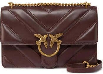 Pinko Love Birds Bordeaux Gewatteerde Leren Schoudertas Red Dames