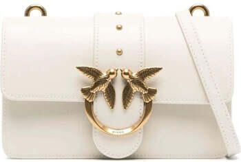 Pinko Logo Crossbody Tas met Love Swallows Stud Beige Dames