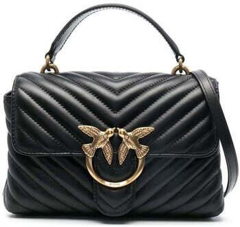 Pinko Zwarte Love Lady Puff Mini Leren Schoudertas Black Dames
