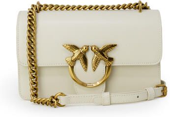Pinko Mini Schoudertas van Kalfsleer met Goudkleurig Logo Beige Dames - Foto 14