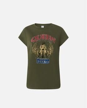 Pinko Groene Grafische Print Katoenen T-shirt Vrouw Green Dames - Foto 3