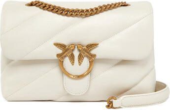 Pinko Gewatteerde Sheepskin Schoudertas met Love Birds White Dames - Foto 8