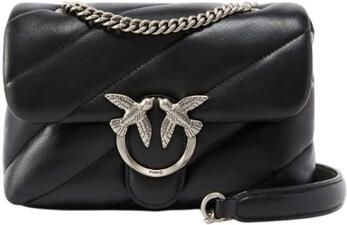 Pinko Gewatteerde leren schoudertas met Love Birds gesp Black Dames