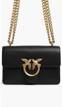 Pinko Love One Simply DC Mini Zwarte Leren Tas Black Dames