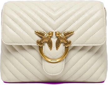 Pinko Gewatteerde Mini Lady Love Tas met Love Birds Gesp White Dames