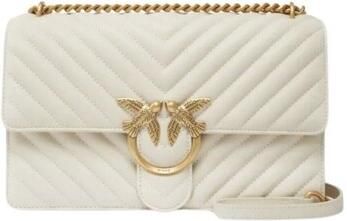 Pinko Klassieke Love Tas met Chevron Patroon White Dames