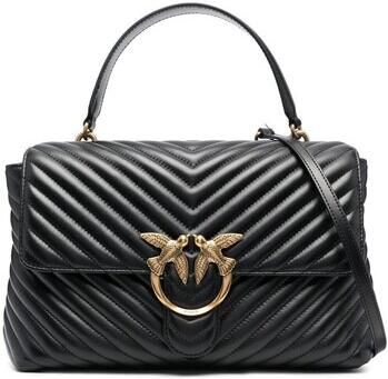 Pinko Gewatteerde schoudertas met Love Birds gesp Black Dames