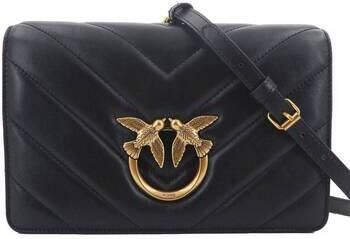 Pinko Klassieke Sheep Nappa Schoudertas Magnetische Sluiting Black Dames - Foto 7