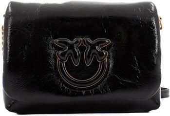 Pinko Leren Love Click Tas Black Dames