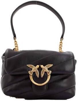 Pinko Zwarte schoudertas van schapenleer met goudkleurige hardware Black Dames - Foto 12