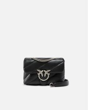 Pinko Gewatteerde leren schoudertas met Love Birds gesp Black Dames - Foto 5