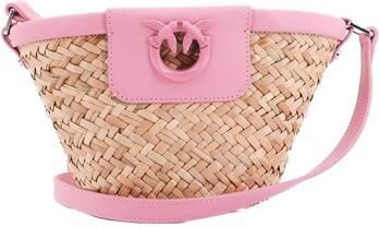 Pinko Handgeweven Raffia Leren Tas Natuurlijk Roze Multicolor Dames