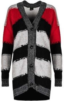 Pinko Lange Cardigan met V-hals en Versleten Randen Rood Dames