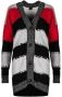 Pinko Lange Cardigan met V-hals en Versleten Randen Rood Dames - Thumbnail 1