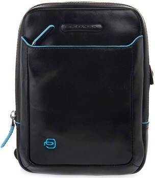Piquadro Leren Herentas met Ritssluiting Black Heren