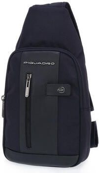 Piquadro Heren Schoudertas van Leer en Stof met Ritssluiting Black Heren - Foto 2