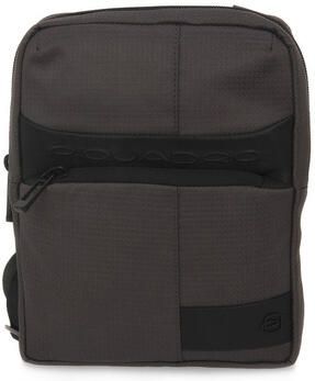 Piquadro Grijze Wollem Stof en Leren Schoudertas Gray Heren