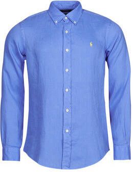 Polo Ralph Lauren Mannen linnen Overhemd op maat gemaakte lange arm Blauw Heren