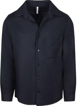 Profuomo Onderhemd Overshirt Wool Mouliné Navy