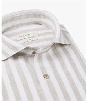 PROFUOMO Heren Overhemden Shirt X-cutaway Linen Wit - Foto 5