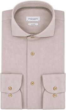 Profuomo Overhemd Lange Mouw Heavy Twill Overhemd Beige