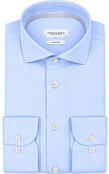 Profuomo Overhemd Lange Mouw Heavy Twill Overhemd Lichtblauw