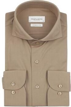 Profuomo Overhemd Lange Mouw Japanese Knitted Overhemd Beige