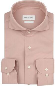 Profuomo Overhemd Lange Mouw Japanese Knitted Overhemd Dark Pink