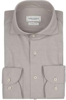 Profuomo Overhemd Lange Mouw Japanese Knitted Overhemd Melange Beige