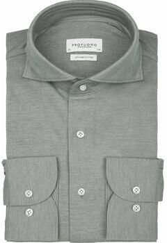 Profuomo Overhemd Lange Mouw Japanese Knitted Overhemd Melange Groen