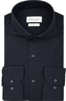 Profuomo Overhemd Lange Mouw Japanese Knitted Overhemd Navy