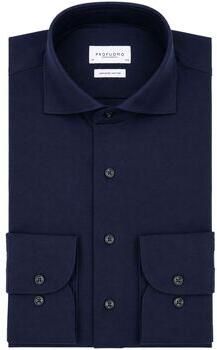 Profuomo Overhemd Lange Mouw Japanese Knitted Overhemd Navy