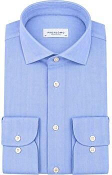 Profuomo Overhemd Lange Mouw Overhemd Brushed Herringbone Lichtblauw - Foto 3