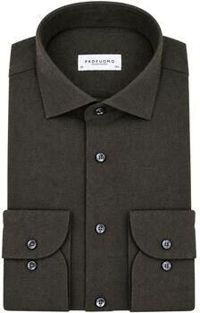 Profuomo Overhemd Lange Mouw Overhemd Brushed Twill Donkergroen - Foto 3