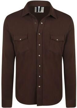 Profuomo Overhemd Lange Mouw Overshirt Western Donkerbruin
