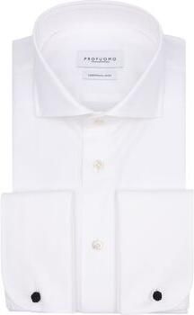Profuomo Overhemd Lange Mouw Shirt Cutaway Dubbel Manchet Off White