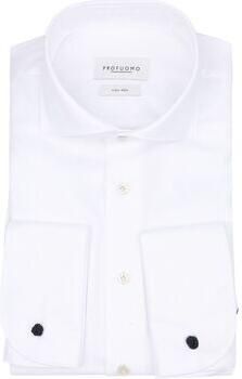 Profuomo Overhemd Lange Mouw Shirt Cutaway Dubbel Manchet Wit