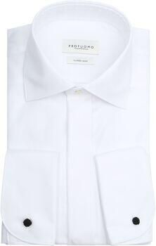 Profuomo Overhemd Lange Mouw Tuxedo Shirt Dubbel Manchet Wit