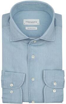 Profuomo Overhemd Lange Mouw Twill Overhemd Denim Lichtblauw