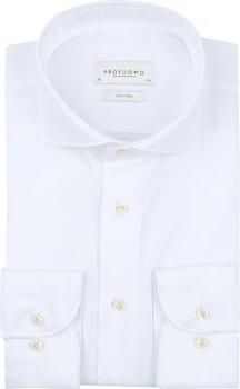 Profuomo Overhemd Lange Mouw Twill Overhemd Extra Lange Mouwen Wit