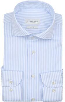 Profuomo Overhemd Lange Mouw Twill Overhemd Strepen Lichtblauw