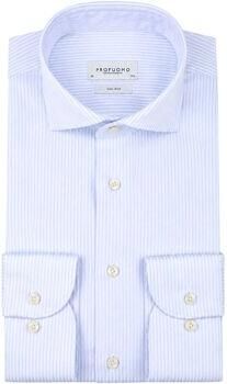 Profuomo Overhemd Lange Mouw Twill Overhemd Strepen Lichtblauw