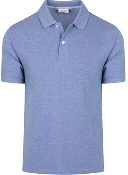 Profuomo Polo Shirt Korte Mouw Piqué Poloshirt Melange Blauw