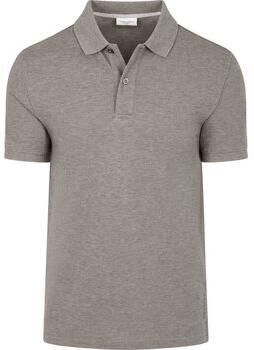 Profuomo Polo Shirt Korte Mouw Piqué Poloshirt Melange Bruin