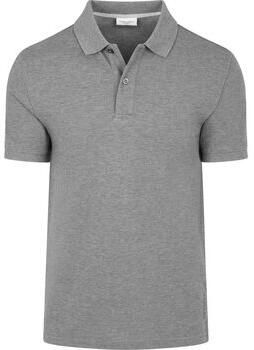 Profuomo Polo Shirt Korte Mouw Piqué Poloshirt Melange Grijs