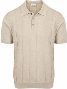 Profuomo Polo Shirt Korte Mouw Poloshirt Drop Needle Structure Beige